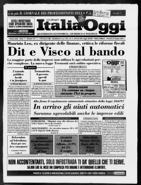 Italia oggi : quotidiano di economia finanza e politica